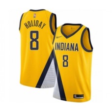 Men's Indiana Pacers #8 Justin Holiday Authentic Gold Finished Basketball Stitched Jersey - Statement Edition