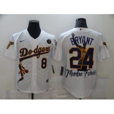 Men's Los Angeles Dodgers Kobe Bryant White Portrait Stitched Jersey