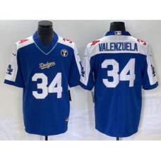 Men's Los Angeles Dodgers #34 Toro Valenzuela Blue Vin Scully Stitched Jersey