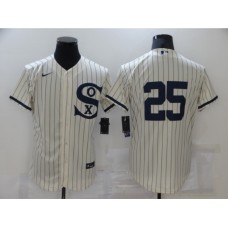 Men's Chicago White Sox #25 Jim Abbott Cream Elite 2021 Field of Dreams Stitched Jersey