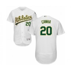 Men's Oakland Athletics #20 Mark Canha White Home Flex Base Authentic Collection Baseball Player Stitched Jersey