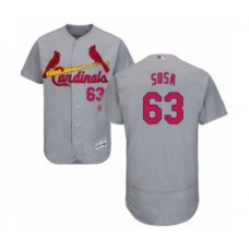 Men's St. Louis Cardinals #63 Edmundo Sosa Grey Road Flex Base Authentic Collection Baseball Player Stitched Jersey