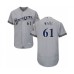 Men's Milwaukee Brewers #61 Bobby Wahl Grey Road Flex Base Authentic Collection Baseball Player Stitched Jersey