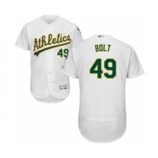 Men's Oakland Athletics #49 Skye Bolt White Home Flex Base Authentic Collection Baseball Player Stitched Jersey