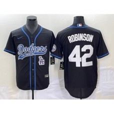 Men's Los Angeles Dodgers #42 Jackie Robinson Black Cool Base Stitched Baseball Jersey1