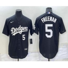 Men's Los Angeles Dodgers #5 Freddie Freeman Number Black Turn Back The Clock Stitched Cool Base Jersey