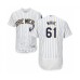 Men's Milwaukee Brewers #61 Bobby Wahl White Home Flex Base Authentic Collection Baseball Player Stitched Jersey