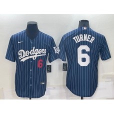 Men's Los Angeles Dodgers #6 Trea Turner Navy Cool Base Stitched Baseball Jersey