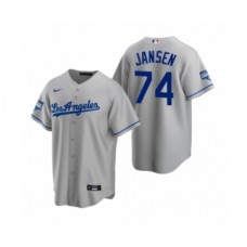 Men's Los Angeles Dodgers #74 Kenley Jansen Gray 2020 World Series Champions Road Replica Stitched Jersey