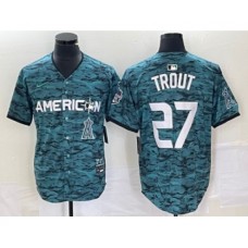 Men's Nike Los Angeles Angels #27 Mike Trout Teal 2023 All Star Cool Base Stitched Jersey1