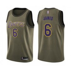 Men's Los Angeles Lakers #6 LeBron James Swingman Green Salute to Service Basketball Jersey