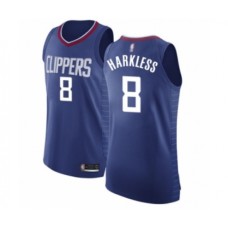 Men's Los Angeles Clippers #8 Moe Harkless Authentic Blue Basketball Stitched Jersey - Icon Edition