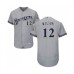 Men's Milwaukee Brewers #12 Alex Wilson Grey Road Flex Base Authentic Collection Baseball Jersey