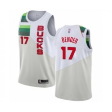 Men's Milwaukee Bucks #17 Dragan Bender White Swingman Stitched Jersey - Earned Edition