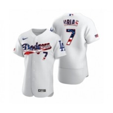 Men's Julio Urias #7 Los Angeles Dodgers White 2020 Stars & Stripes 4th of July Stitched Jersey