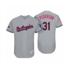 Men's Los Angeles Dodgers #31 Joc Pederson Gray 2017 Independence Day Flex Base Stitched Jersey