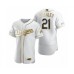 Men's Los Angeles Dodgers #21 Walker Buehler Nike White Authentic Golden Edition Stitched Jersey