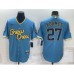 Men's Milwaukee Brewers #27 Willy Adames 2022 Powder Blue City Connect Cool Base Stitched Jersey