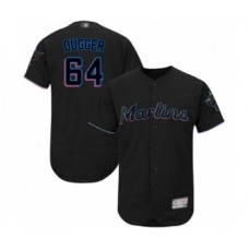 Men's Miami Marlins #64 Robert Dugger Black Alternate Flex Base Authentic Collection Baseball Player Stitched Jersey