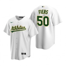 Men's Nike Oakland Athletics #50 Mike Fiers White Home Stitched Baseball Jersey