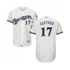 Men's Milwaukee Brewers #17 Jim Gantner White Alternate Flex Base Authentic Collection Baseball Jersey