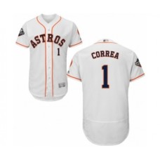 Men's Houston Astros #1 Carlos Correa White Home Flex Base Authentic Collection 2019 World Series Bound Baseball Stitched Jersey