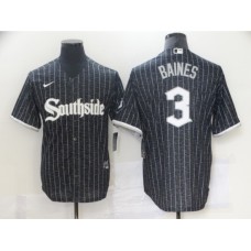 Men's Chicago White Sox #3 Harold Baines Replica Black Alternate Home Cool Base Stitched Jersey