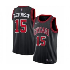 Men's Chicago Bulls #15 Chandler Hutchison Authentic Black Finished Basketball Stitched Jersey - Statement Edition