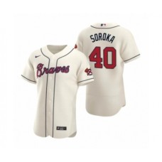 Men's Atlanta Braves #40 Mike Soroka Nike Cream Authentic 2020 Alternate Stitched Jersey