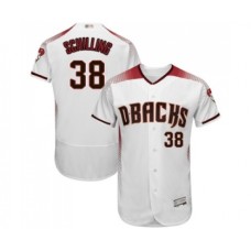 Men's Arizona Diamondbacks #38 Curt Schilling White Home Authentic Collection Flex Base Baseball Jersey