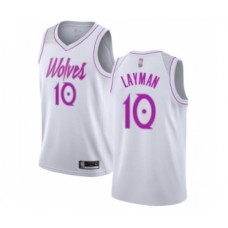 Men's Minnesota Timberwolves #10 Jake Layman White Swingman Stitched Jersey - Earned Edition