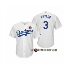 Men's 2019 Armed Forces Day Chris Taylor #3 Los Angeles Dodgers White Stitched Jersey