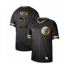 Men's Chicago Cubs #21 Sammy Sosa Authentic Black Gold Fashion Baseball Stitched Jersey