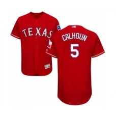 Men's Texas Rangers #5 Willie Calhoun Red Alternate Flex Base Authentic Collection Baseball Player Stitched Jersey