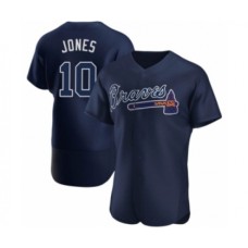 Men's Chipper Jones #10 Atlanta Braves Navy Authentic Alternate Team Name Stitched Jersey