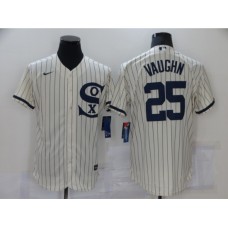 Men's Chicago White Sox #25 Andrew Vaughn Cream Elite 2021 Field of Dreams Stitched Jersey