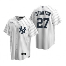 Men's Nike New York Yankees #27 Giancarlo Stanton White Home Stitched Baseball Jersey