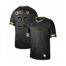 Men's Houston Astros #25 Jose Cruz Jr. Authentic Black Gold Fashion Baseball Stitched Jersey