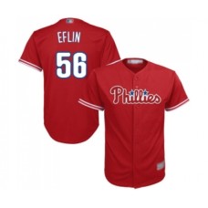 Men's Philadelphia Phillies #56 Zach Eflin Replica Red Alternate Cool Base Baseball Jersey