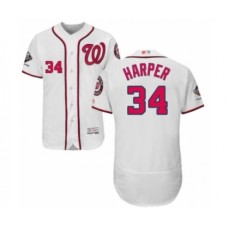 Men's Washington Nationals #34 Bryce Harper White Home Flex Base Authentic Collection 2019 World Series Champions Baseball Stitched Jersey