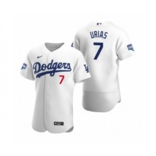 Men's Los Angeles Dodgers #7 Julio Urias White 2020 World Series Champions Authentic Stitched Jersey