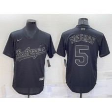 Men's Los Angeles Dodgers #5 Freddie Freeman Black Pullover Turn Back The Clock Stitched Cool Base Jersey