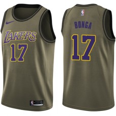 Men's Nike Los Angeles Lakers #17 Isaac Bonga Swingman Green Salute to Service NBA Jersey