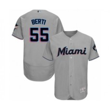 Men's Miami Marlins #55 Jon Berti Grey Road Flex Base Authentic Collection Baseball Player Stitched Jersey