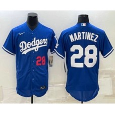 Men's Los Angeles Dodgers #28 JD Martinez Number Blue Stitched MLB Flex Base Nike Jersey