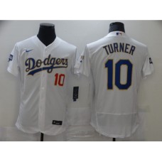 Men's Los Angeles Dodgers #10 Justin Turner White World Series Champions Authentic Stitched Jersey