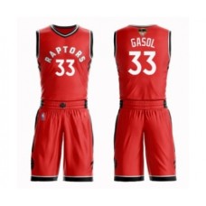 Men's Toronto Raptors #33 Marc Gasol Authentic Red 2019 Basketball Finals Bound Suit Jersey - Icon Edition