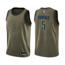 Men's Indiana Pacers #5 Edmond Sumner Swingman Green Salute to Service Basketball Stitched Jersey