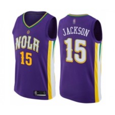 Men's New Orleans Pelicans #15 Frank Jackson Authentic Purple Basketball Stitched Jersey - City Edition