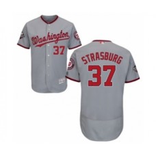 Men's Washington Nationals #37 Stephen Strasburg Grey Road Flex Base Authentic Collection 2019 World Series Bound Baseball Stitched Jersey